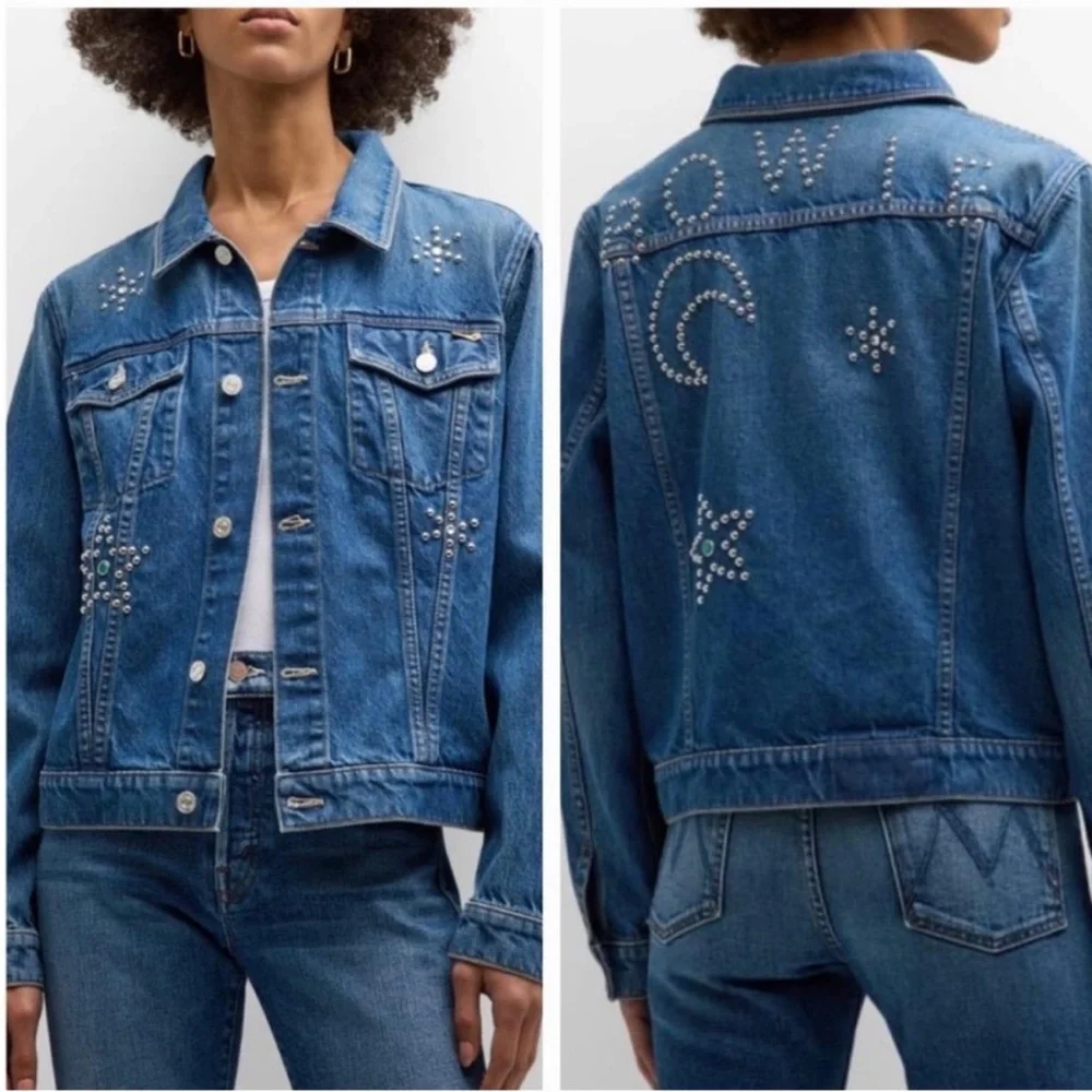Mother x Bowie Denim The Bruiser Jean Jacket Under Pressure Beaded - Picture 1 of 5
